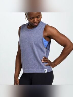 Soul Womens Seamless Crew Neck Sleeveless Pullover Gray Cropped Tank Top Size S